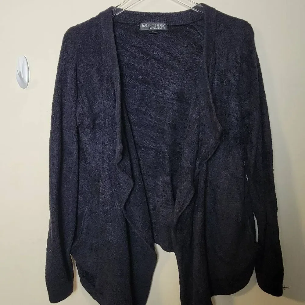 Barefoot Dreams Bamboo Chic Lite Cardigan Medium Navy Side Pockets Style 433